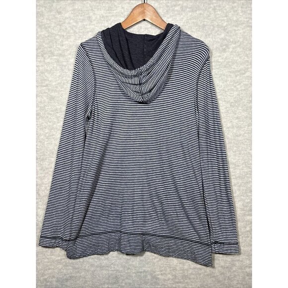 J. Jill Blue Striped Lightweight Hooded Zip Women's Jacket Size S Casual - Picture 4 of 5